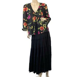 Women's Worthington Floral Top Midi Skirt 2PC Set Size Large XL